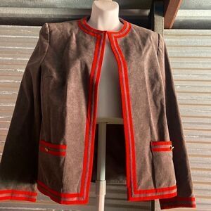 Vintage Union Made Abe Schrader Suede Two Tone Gray and Red Blazer Size 12